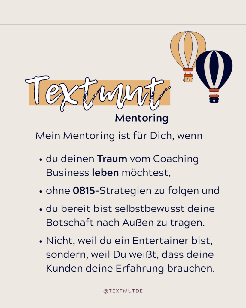 Textmut Mentoring für mehr Sichtbarkeit.